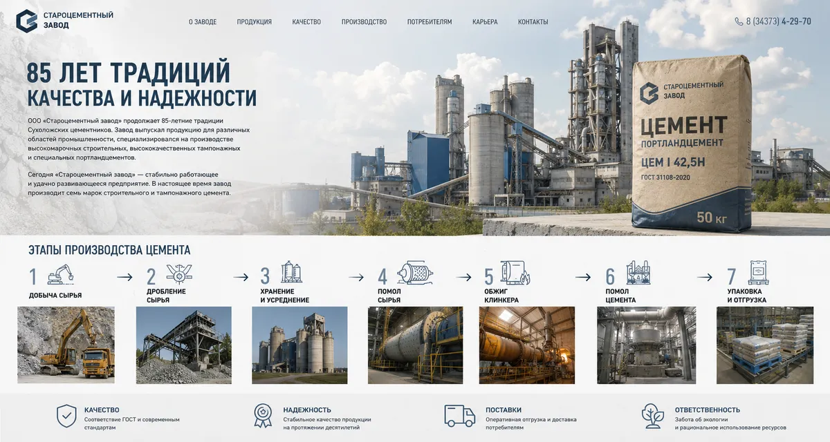 Скриншот сайта: Староцементный завод